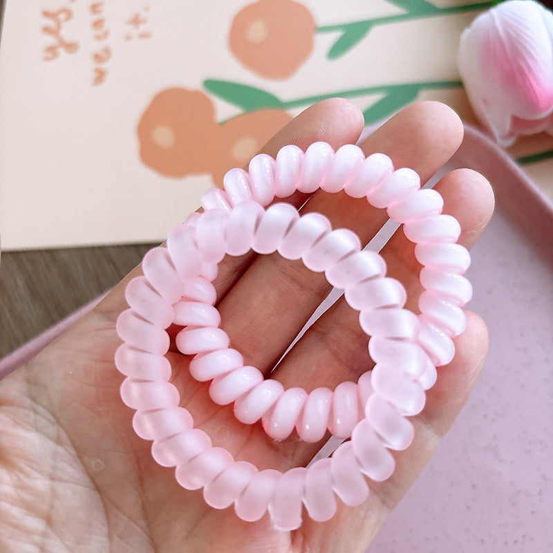 Sweet And Refreshing Matte Telephone Cord Style Hair Tie With High Elasticity Set-2