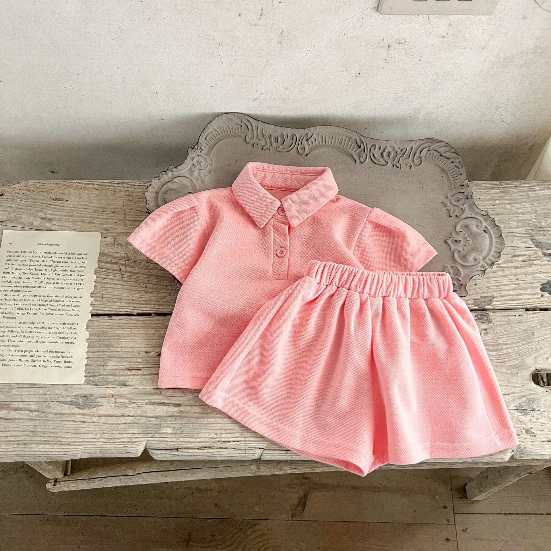 Baby Solid Color Polo Neck Summer Clothing Sets-2