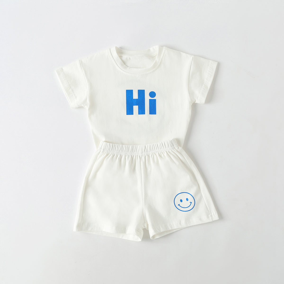 Baby Smiley & Slogan Print Tops Combo Shorts Korean Style Sets-2