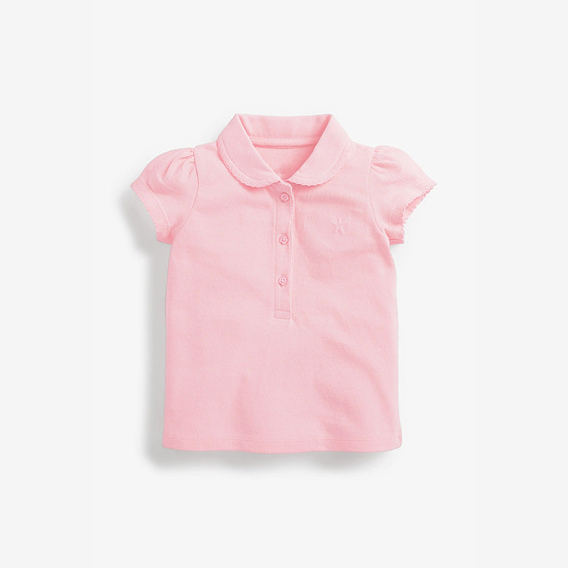 Kids’ Clothing: Summer Collection – Collar Flip Pure Cotton Star Logo Children’s T-Shirt-2