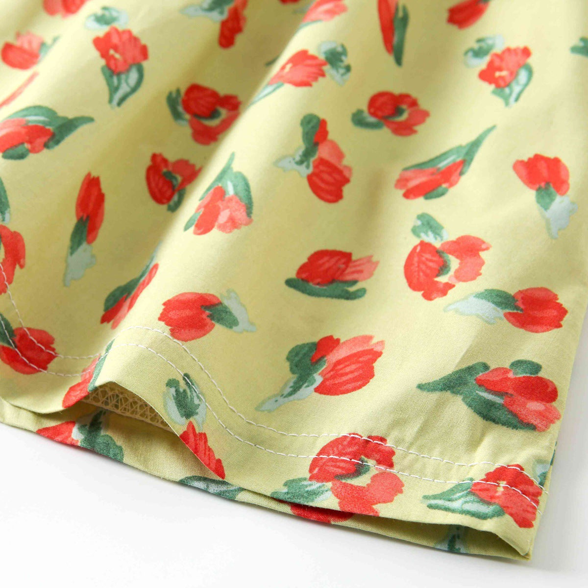 Summer New Arrival Baby Girls Elegant Floral Pattern Short Sleeves V Neck Dress-4