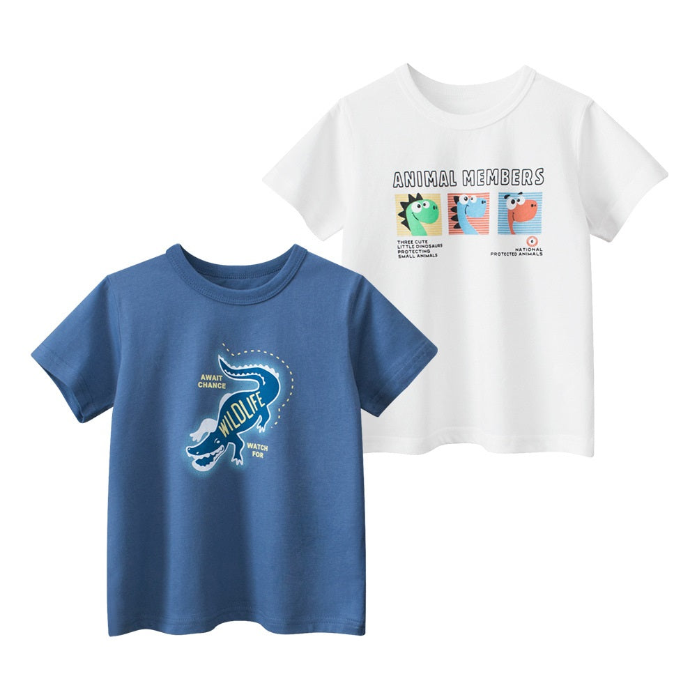 Boys’ Cartoon Pattern T-Shirts Set In European And American Style-1