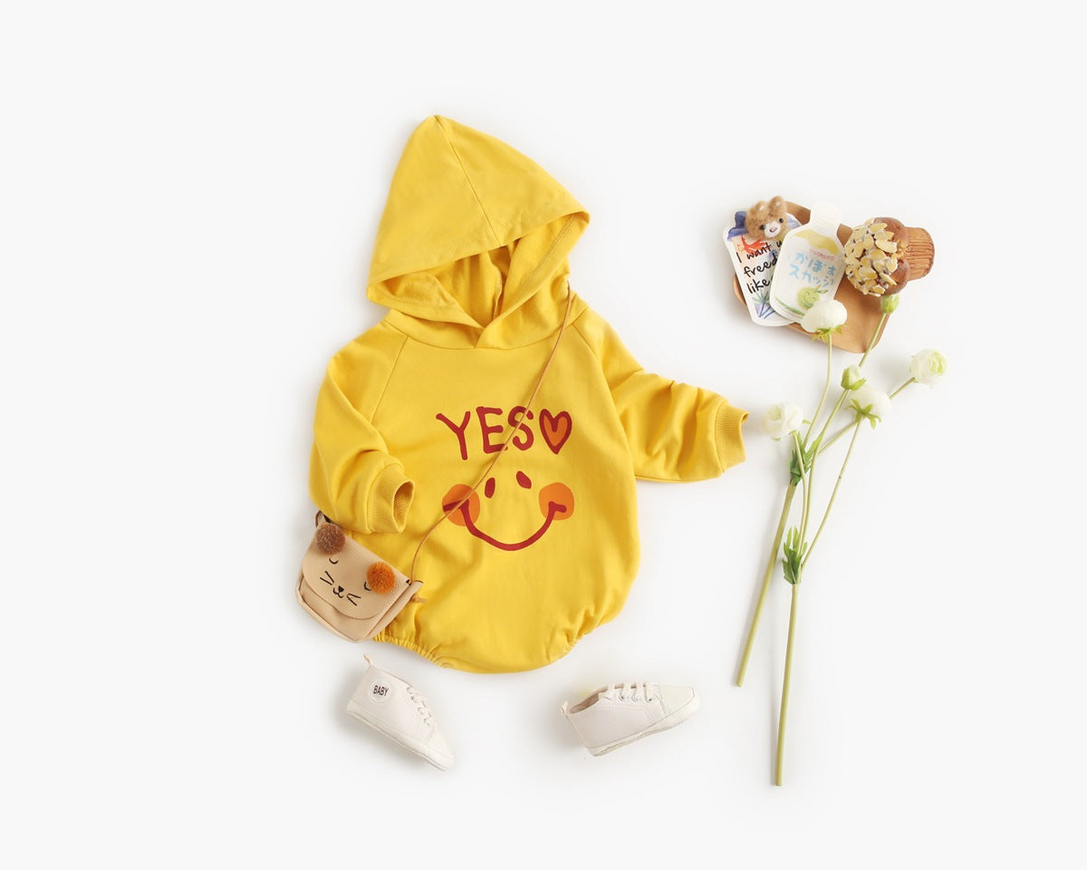 Baby Girl 1pcs Cartoon Pattern Long Sleeved Funny Onesies With Hat-2