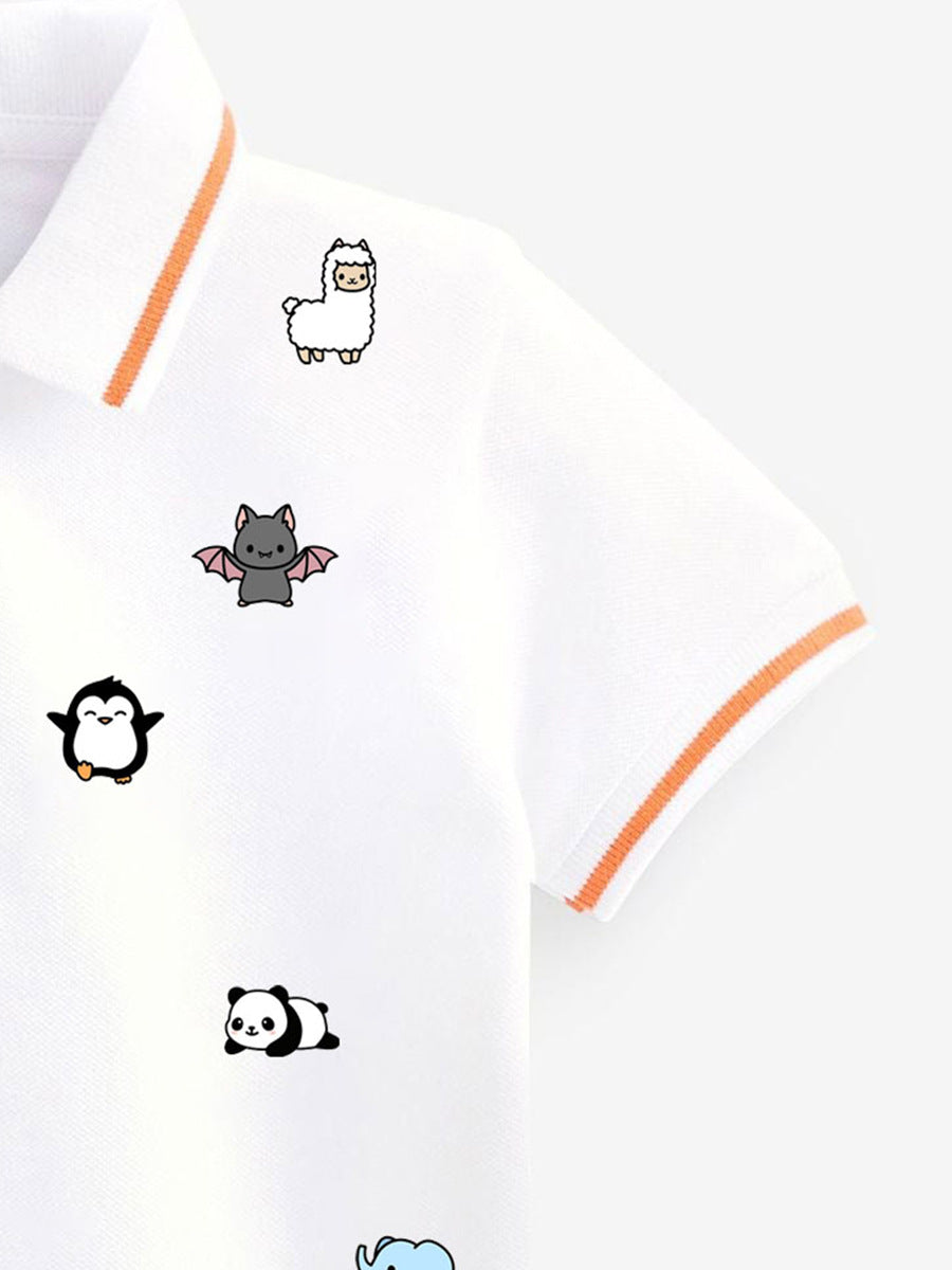Baby Kids Animals Print Short Sleeves Polo Shirt-3