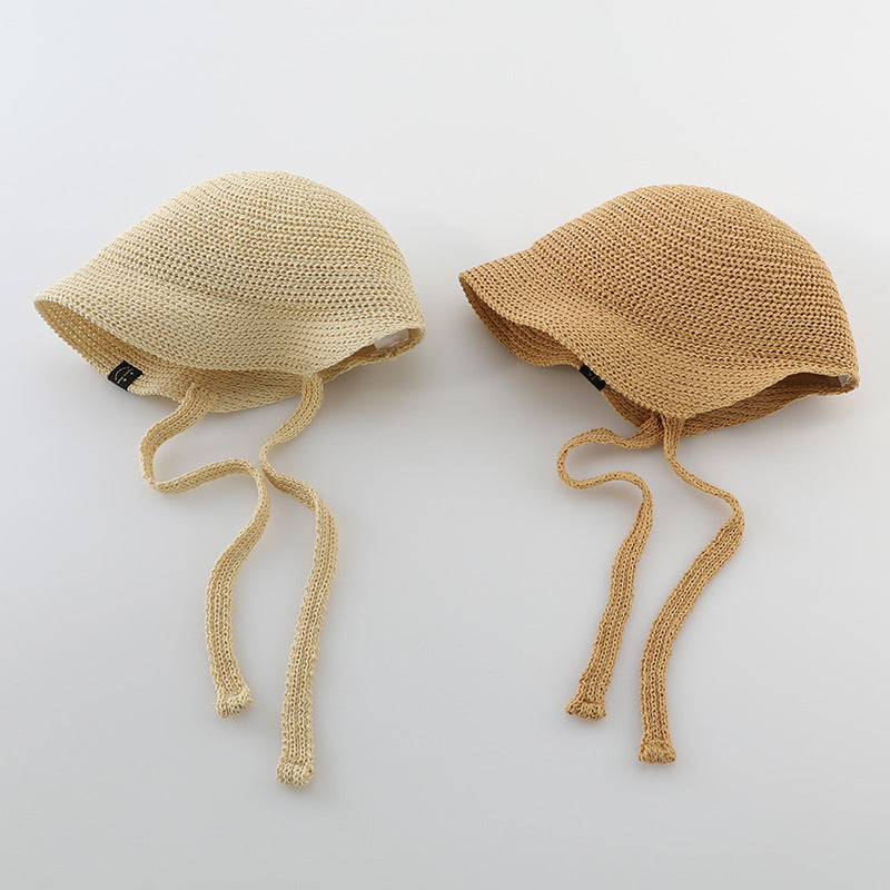 Summer Trendy Straw Hat For Girls, Baby Girl Sun Hat, Thin And Hollowed-Out Design Fisherman Hat-3