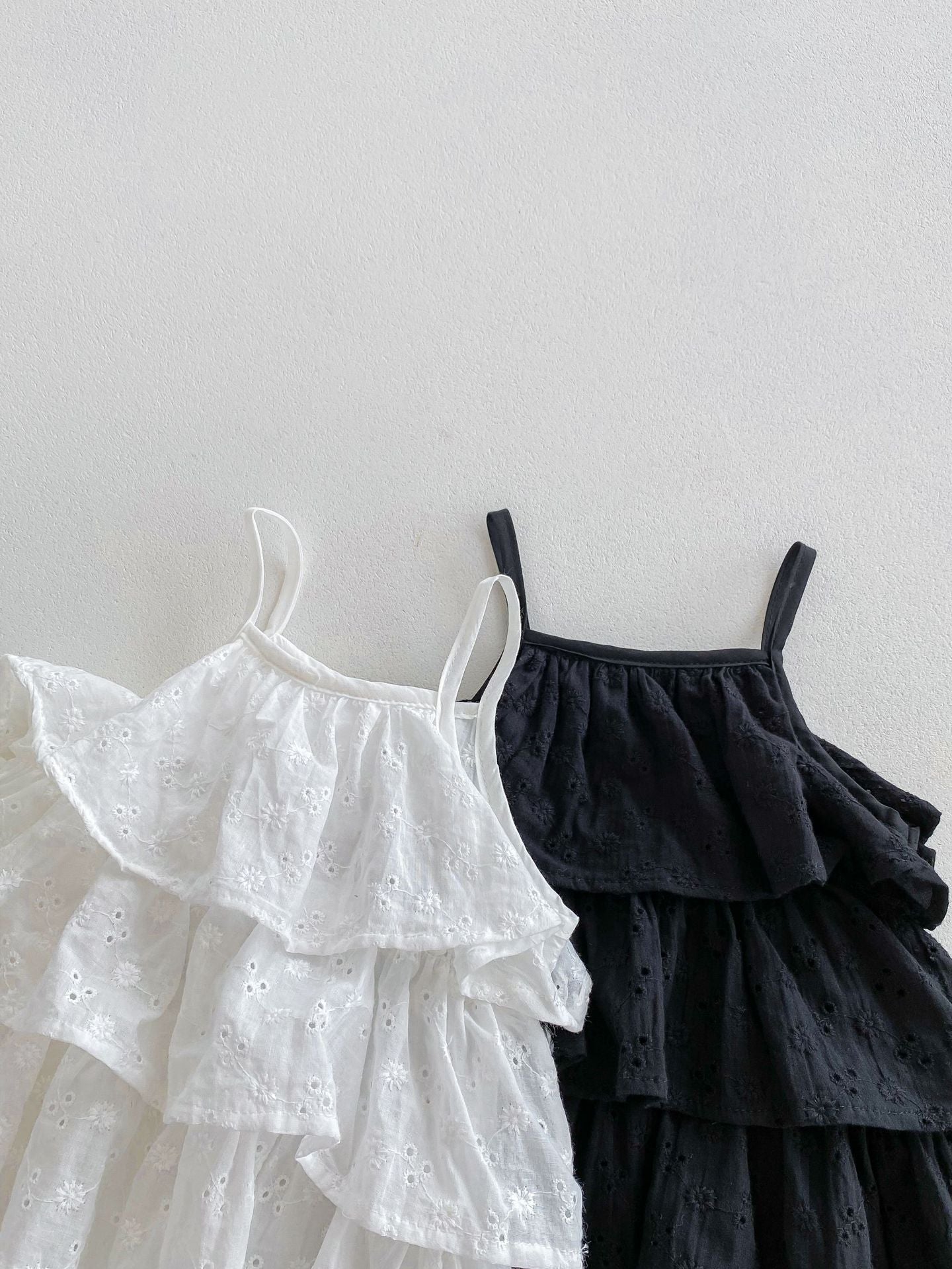 New Arrival Summer Baby Kids Girls Hollow Out Pattern Solid Color Sleeveless Strap Onesies-2