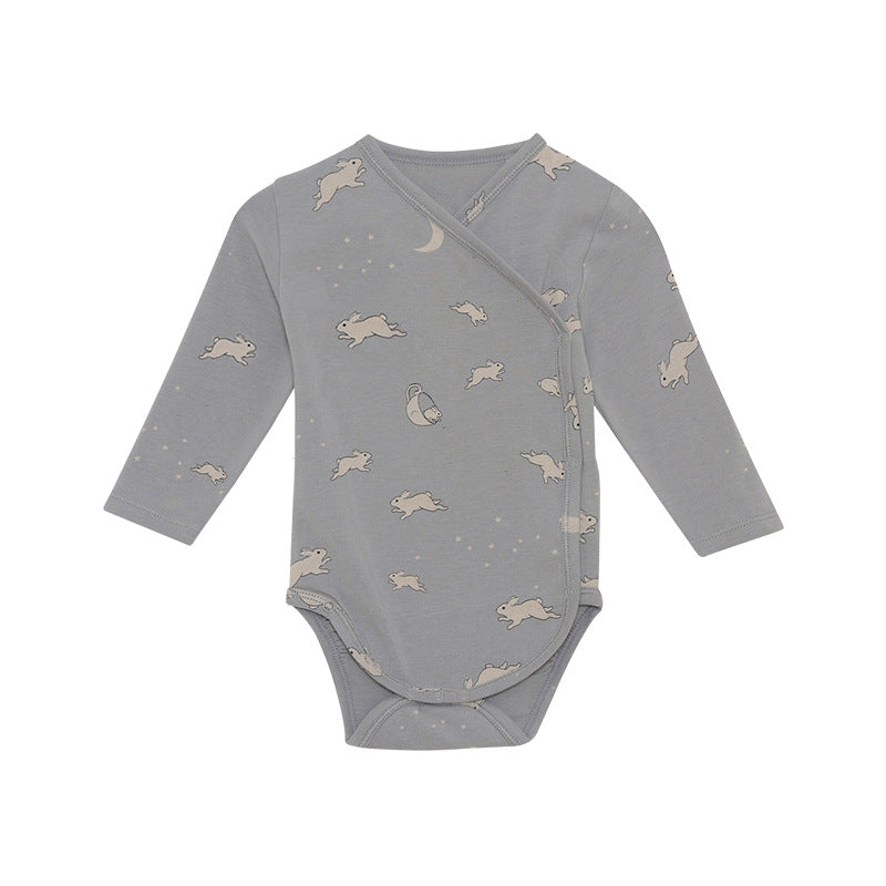 Baby Floral & Animals Graphic Envelope Collar Or Side Opening Design Bodysuit-2