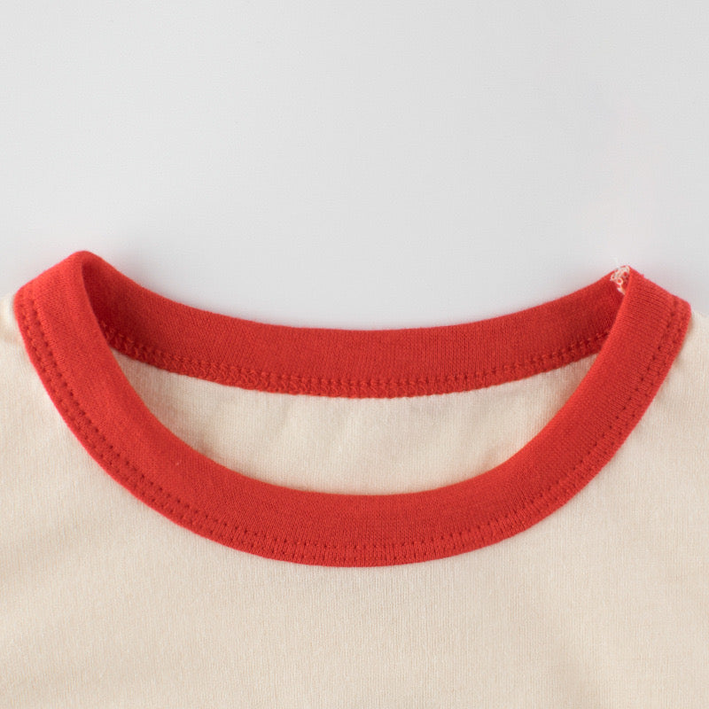 Baby Cartoon Animal Graphic Color block Neck & Sleeves Summer Tee-2