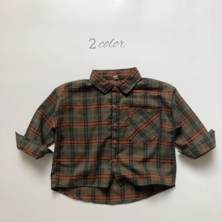 Baby Plaid Pattern Vintage Style Lapel Design Shirt-5