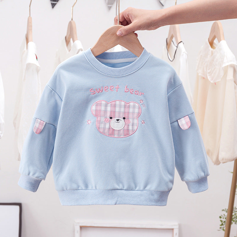 Baby Cartoon Bear Patched Graphic Kids Valentine’ Day Clothes Pullover Hoodies-2
