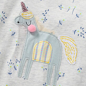 Baby Girl Unicorn & Floral Pattern Mesh Patchwork Design Hoodie-1