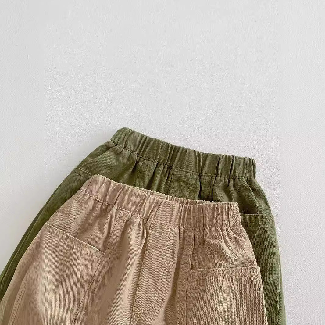 Summer New Arrival Boys Versatile Casual Solid Color Utility Shorts-4