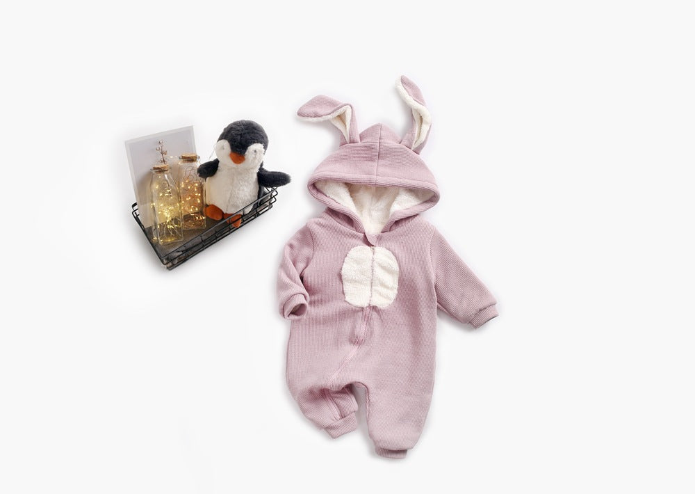 Baby Cartoon Shape Design Soft Fleece Thickened Romper In Autumn & Winter-2