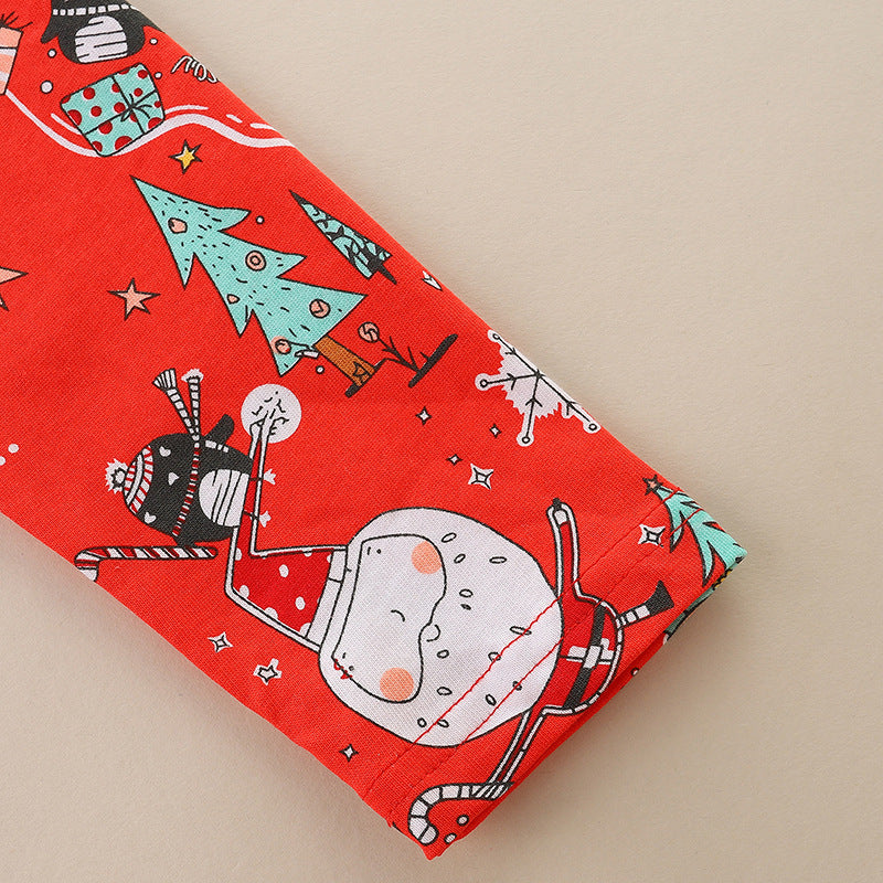 Baby Girl Cartoon Print Pattern Christmas Loose Long Dress-2