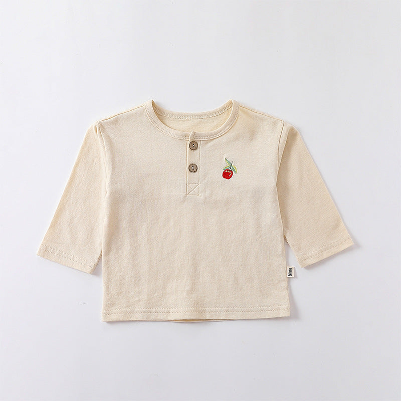 Embroidered Pattern Simple Style Soft Cotton Shirt-3