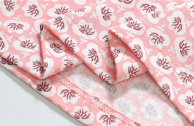 Pink Baby Girl Allover Floral Graphic Puff Sleeve Square Neck Cotton T-Shirt-3