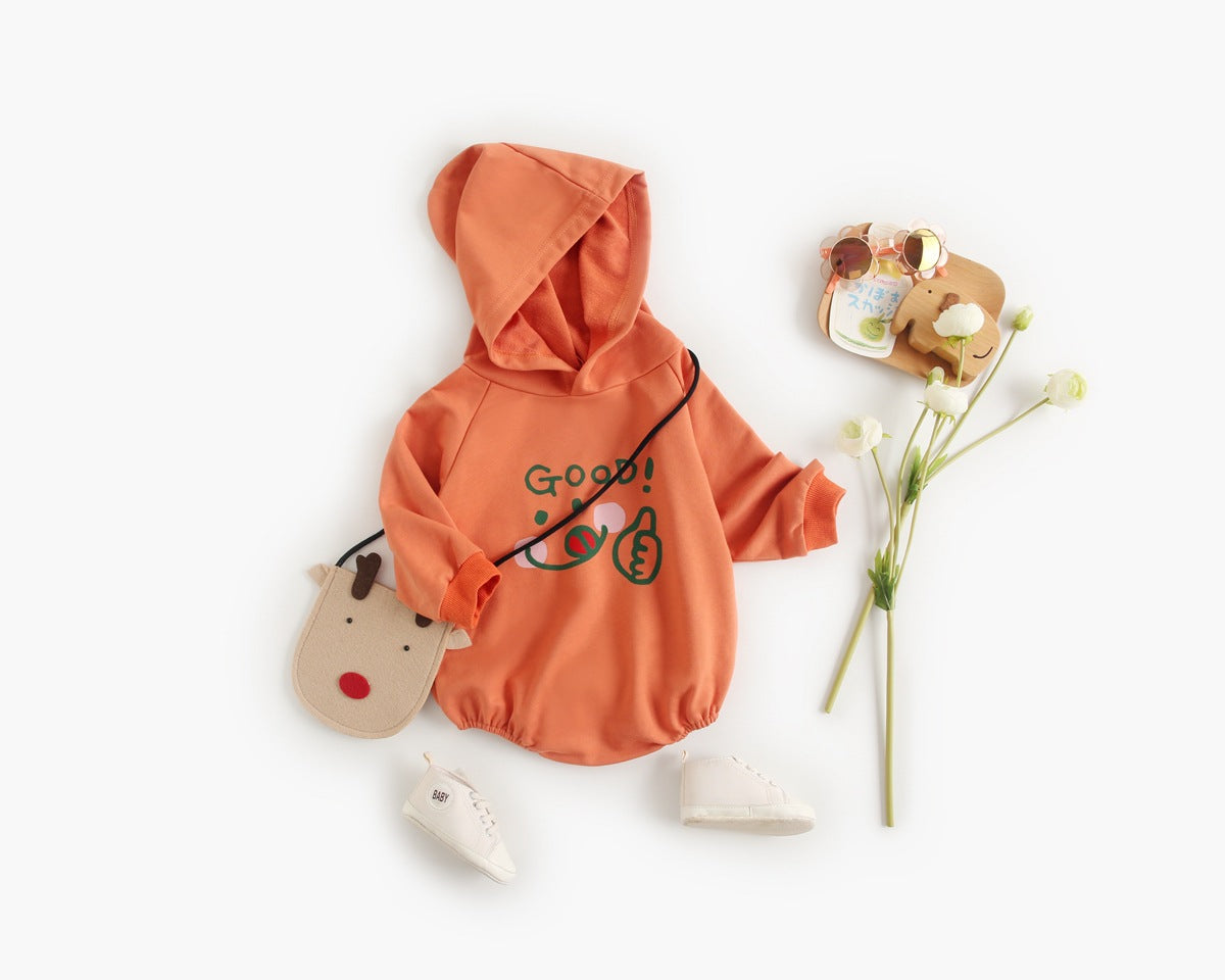 Baby Girl 1pcs Cartoon Pattern Long Sleeved Funny Onesies With Hat-3