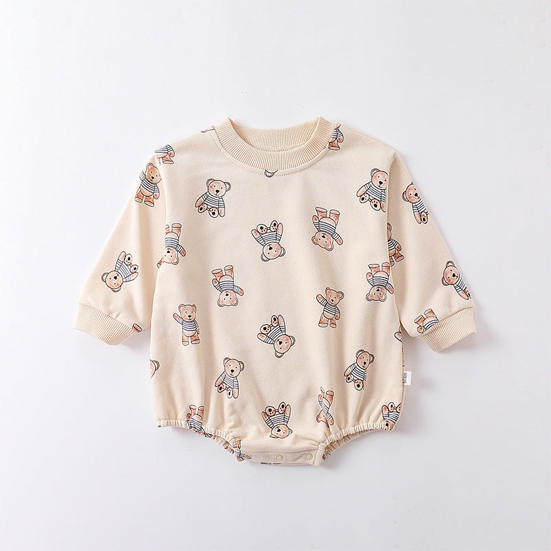 Cartoon Bear Pattern Cute Comfy Romper & Onesies-3