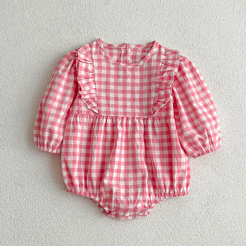 Plaid Pattern Various Style Onesies For Baby Girl-2
