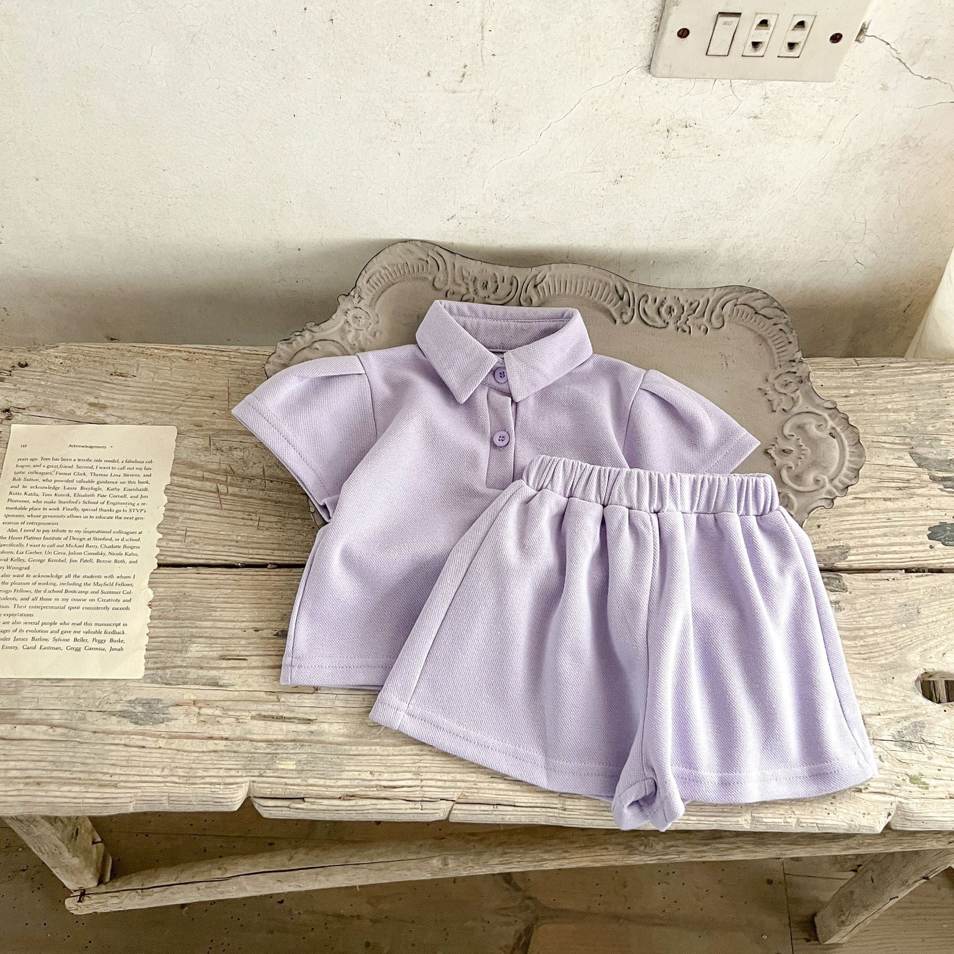 Baby Solid Color Polo Neck Summer Clothing Sets-3