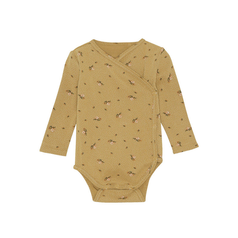 Baby Floral & Animals Graphic Envelope Collar Or Side Opening Design Bodysuit-3