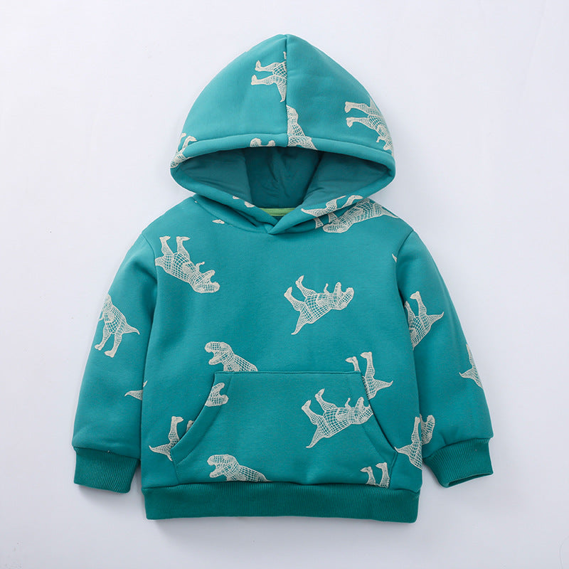 Baby Boy 1pcs Cartoon Animal Pattern Composite One Piece Fleece Sweatshirt-3