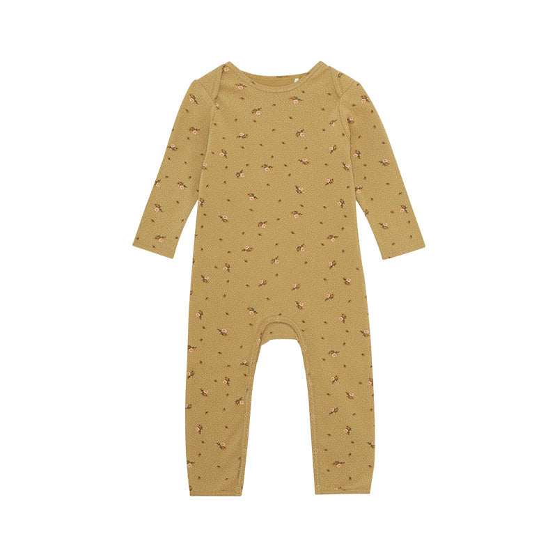 Baby Floral & Animals Print Pattern Long Sleeves Soft Jumpsuit-3
