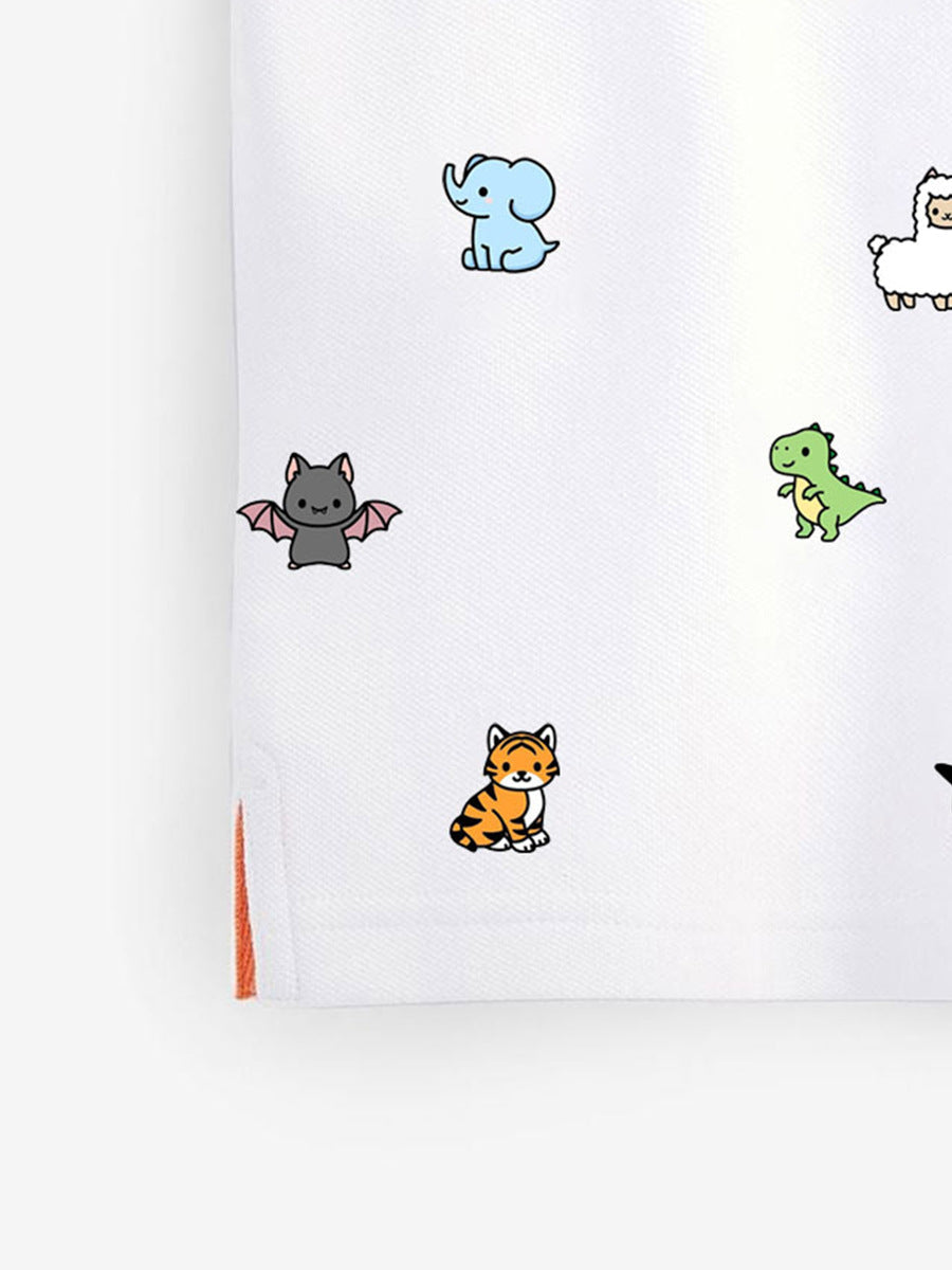 Baby Kids Animals Print Short Sleeves Polo Shirt-4