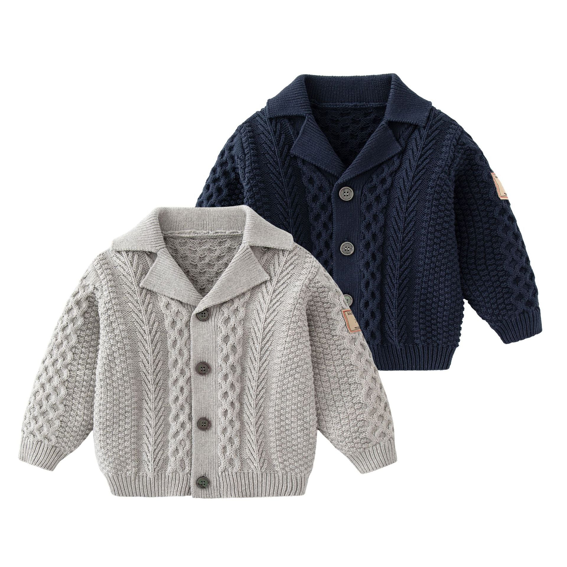 Baby Solid Color Crochet Knitted Design Single Breasted Design Knitted Cardigan-0