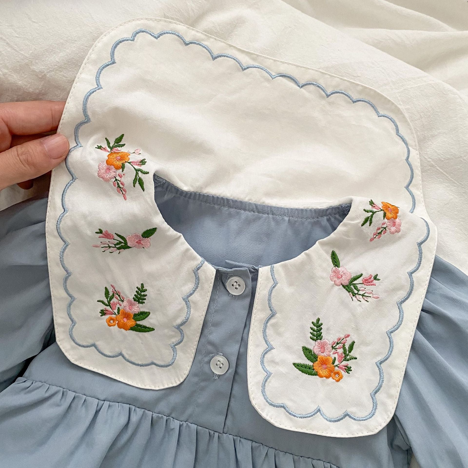 New Arrival Baby Floral Plain Princess Onesie Dress For Girls-2
