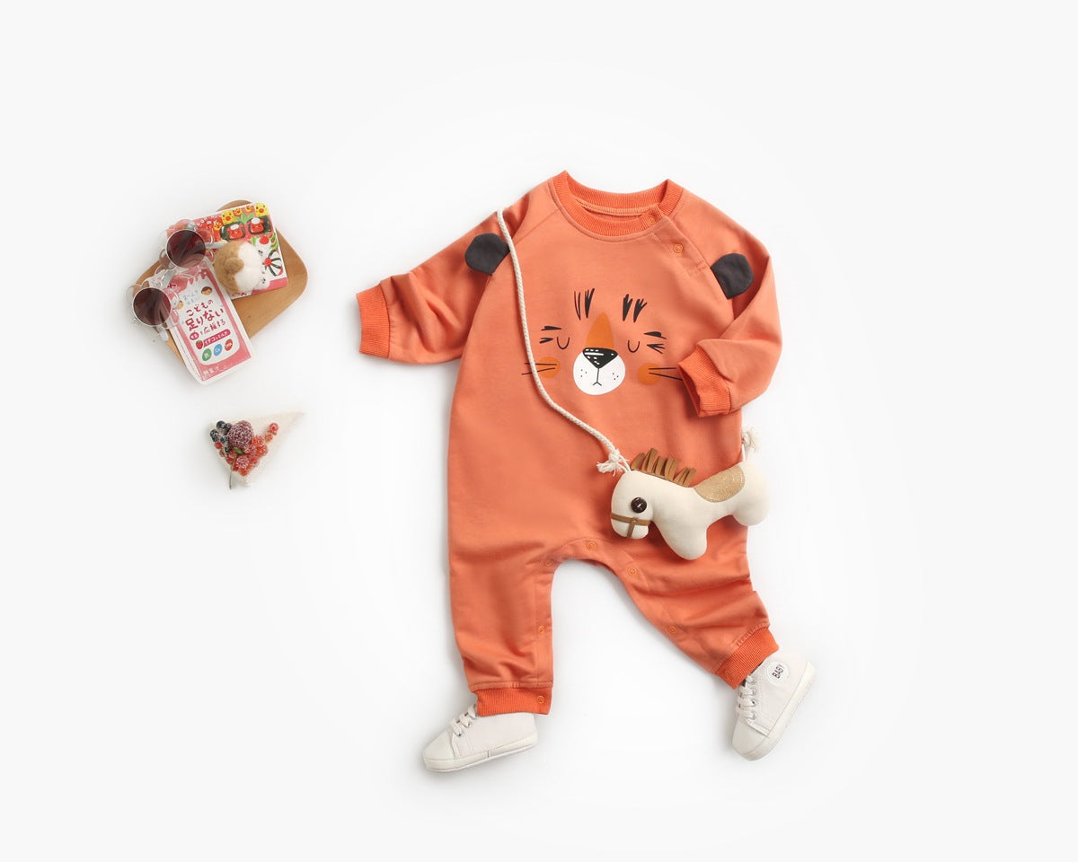Baby Cartoon Animal Pattern Soft Cotton Long Sleeved Cute Romper-3