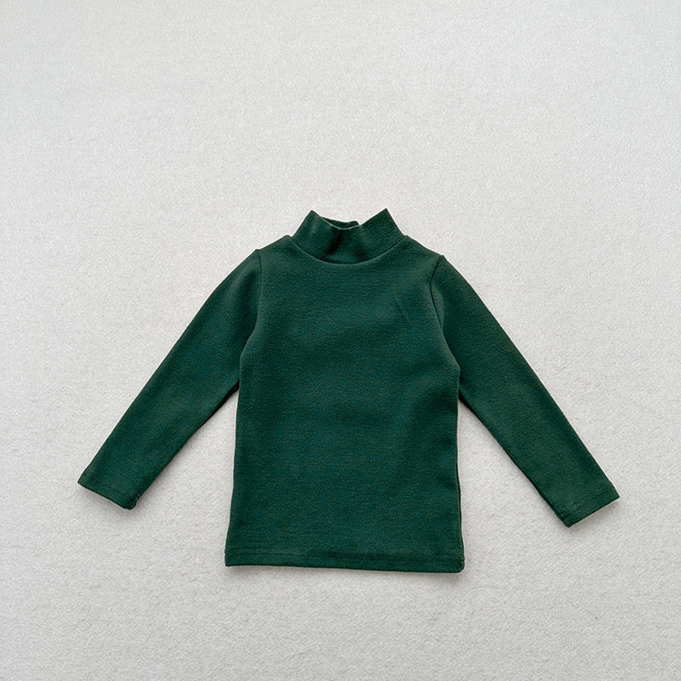 Unisex Baby Kids Stretch Solid Long Sleeve Sweatshirt – Versatile Children’s Fall/Winter Top With Half Turtleneck And Brushed Inner Layer-3