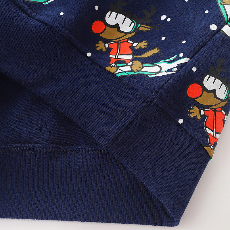 Baby Boy Cartoon Animal Print Pattern O-Neck Pullover Hoodie-3