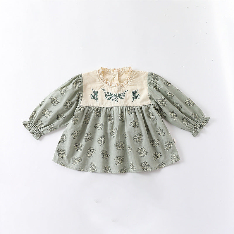 Floral Pattern Lace Patched Design Clothes Sets & Onesies-3