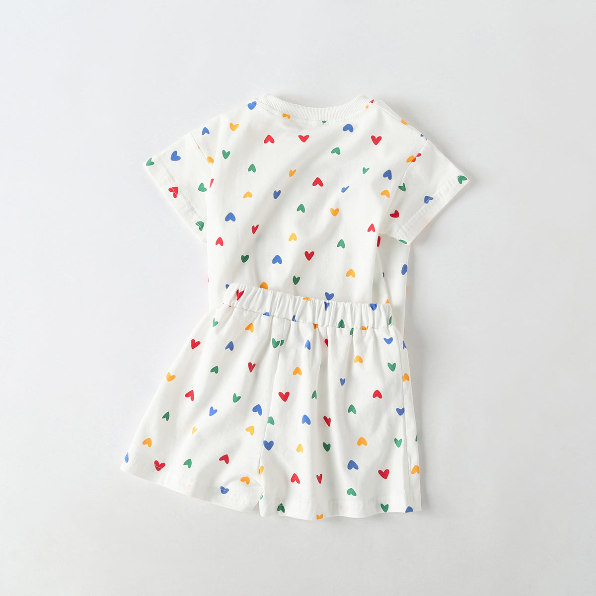 Baby 1pcs Plaid & Heart Pattern Tee Combo Shorts Simply Style Sets-3