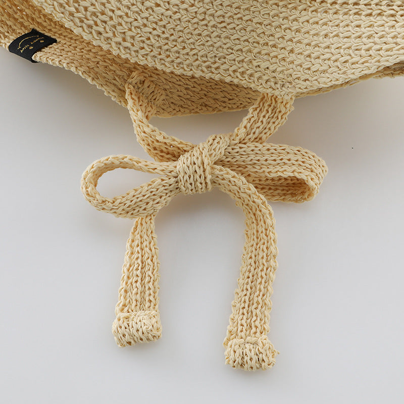Summer Trendy Straw Hat For Girls, Baby Girl Sun Hat, Thin And Hollowed-Out Design Fisherman Hat-4