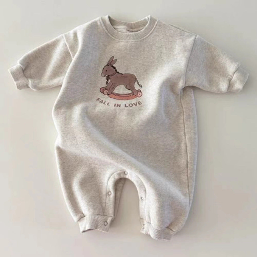 New Arrival Baby Cotton Donkey Cartoon Cozy Romper-4