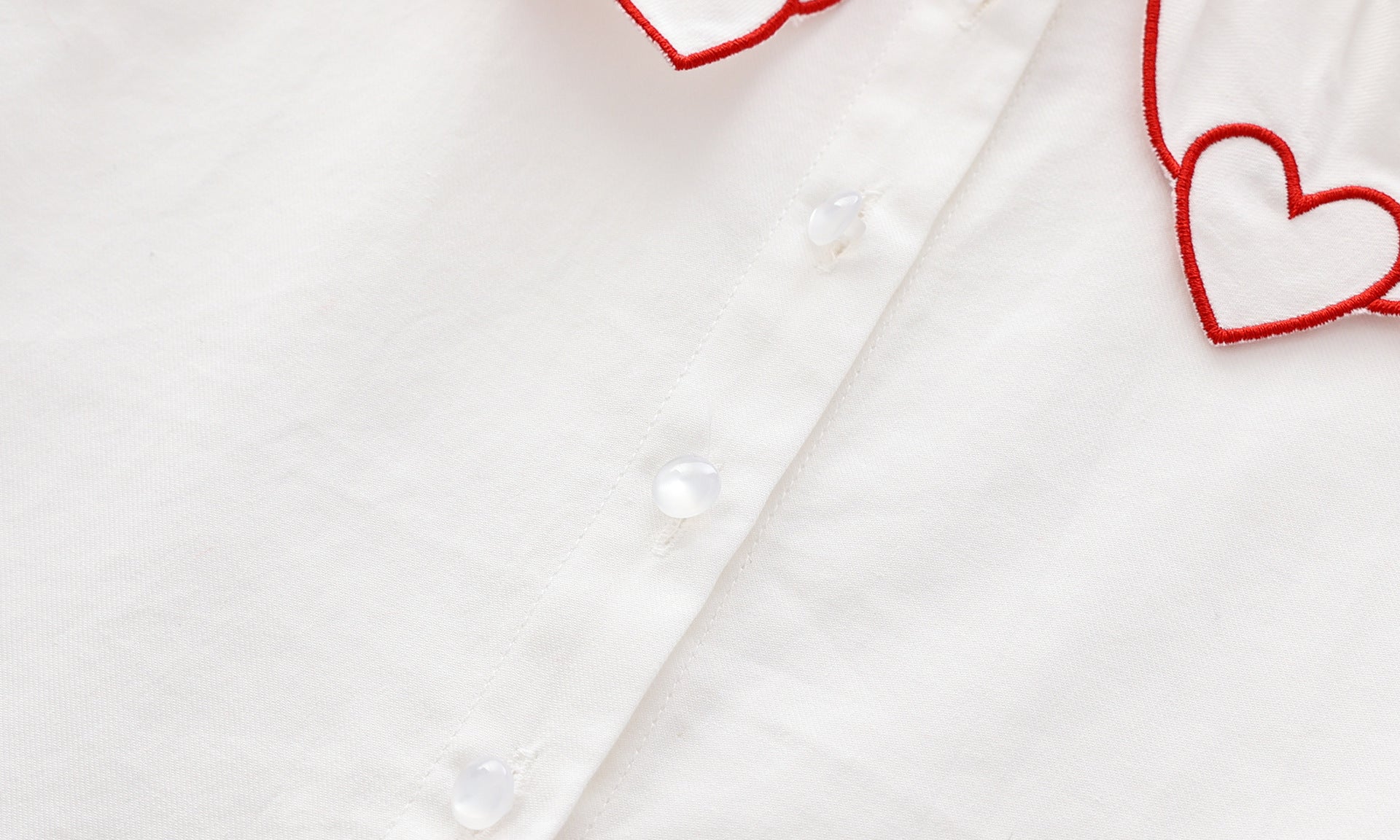 Baby Girl 1pcs Heart Neck Crystal Button Front Design Solid Cotton Shirt-4