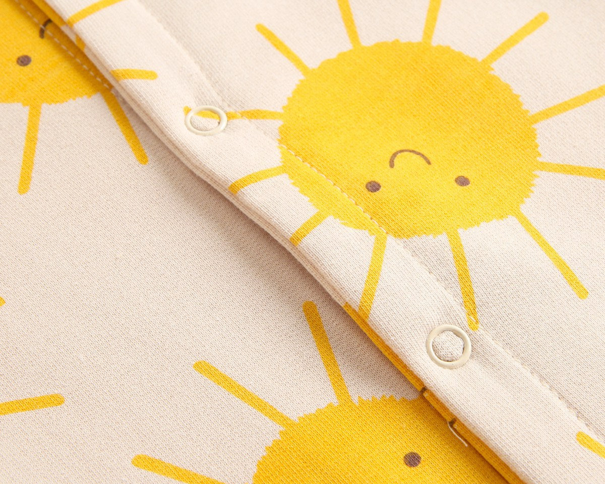 Baby Cartoon Sun Pattern Snap Button Long Sleeved Romper In Spring & Autumn-4