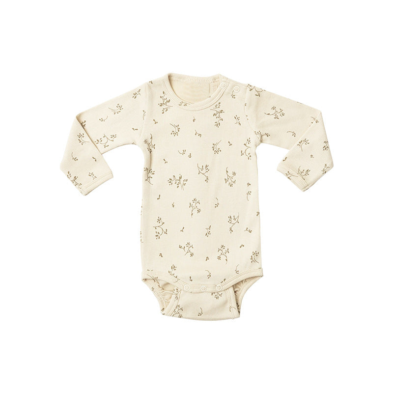 Baby Cartoon & Floral Pattern Long Sleeve Onesies With Pants Sets-4