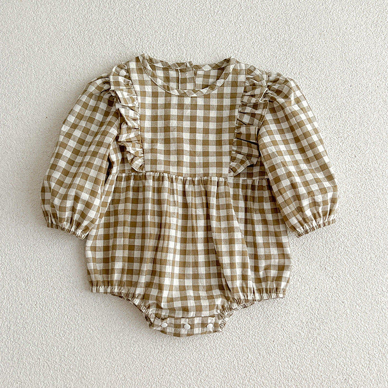 Plaid Pattern Various Style Onesies For Baby Girl-3