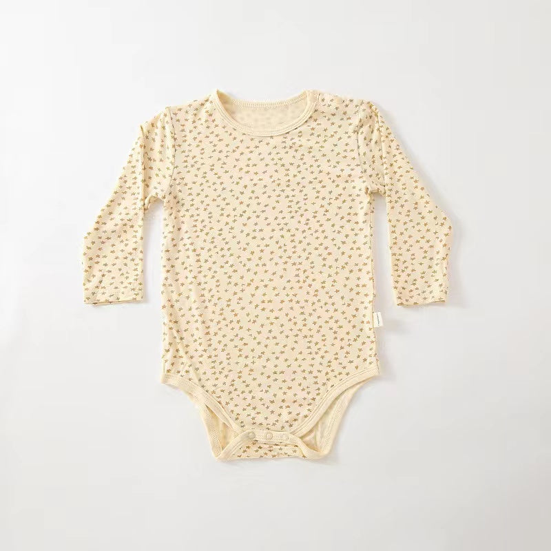 Baby Floral & Heart Pattern Soft Cotton Long Sleeved Onesies-3