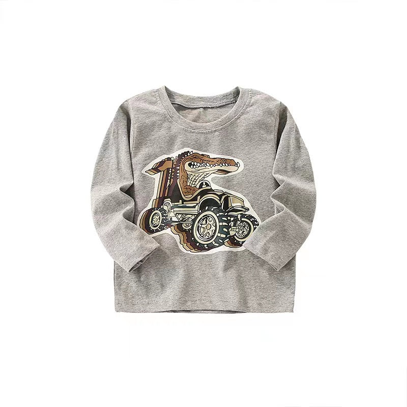 Baby Boy Cartoon Graphic Long Sleeve Western Style Shirt Top-4