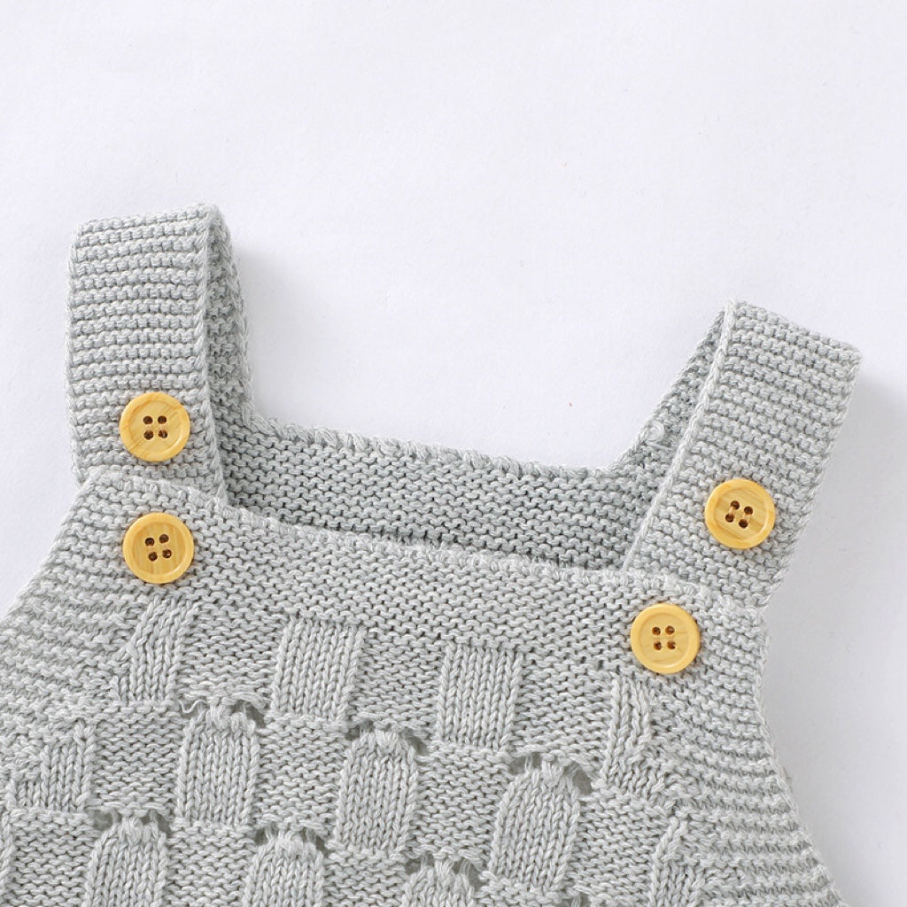 Baby Solid Color Crochet Knitted Pattern Sling Onesies Bodysuit-4