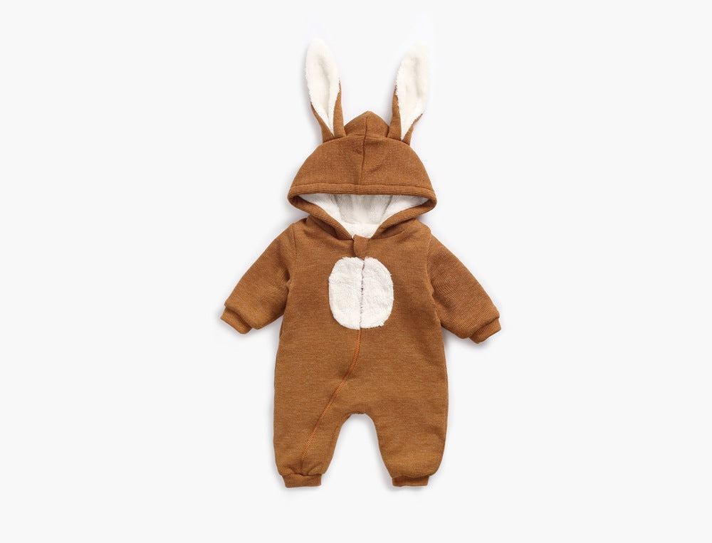 Baby Cartoon Shape Design Soft Fleece Thickened Romper In Autumn & Winter-4