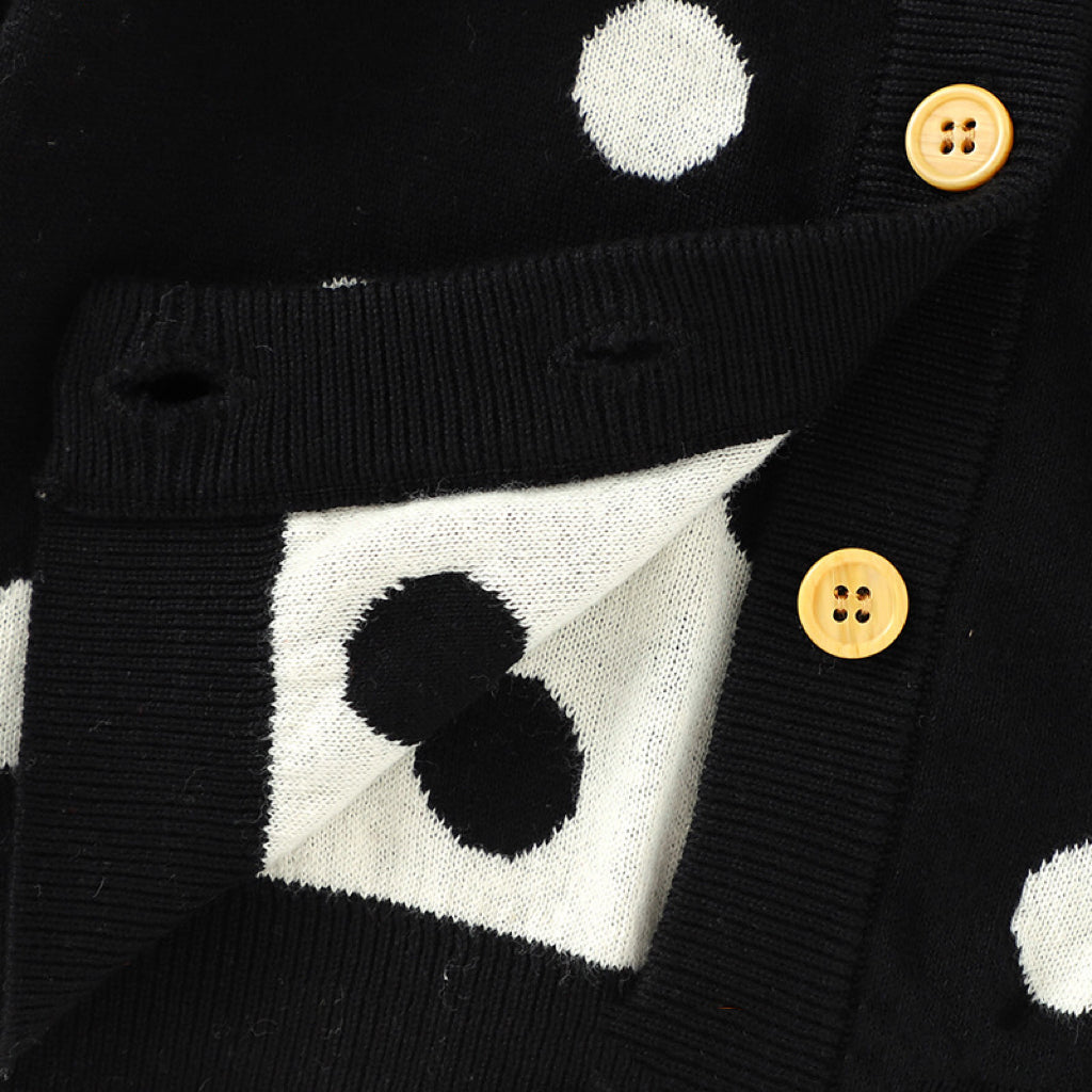 Baby Girl Polka Dot Pattern Single Breasted Design Knitted Lovely Cardigan-3