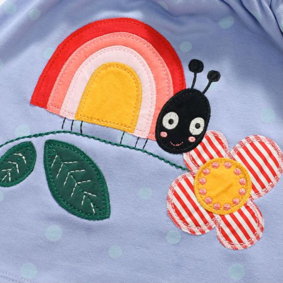 Baby Polka Dot Pattern Cartoon Embroidered Design Dress-4