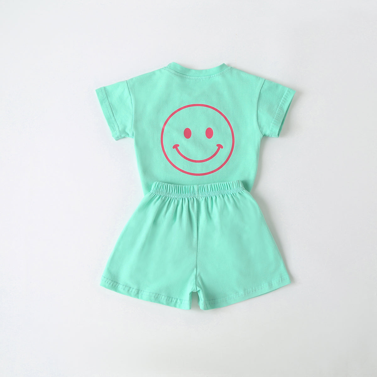 Baby Smiley & Slogan Print Tops Combo Shorts Korean Style Sets-4