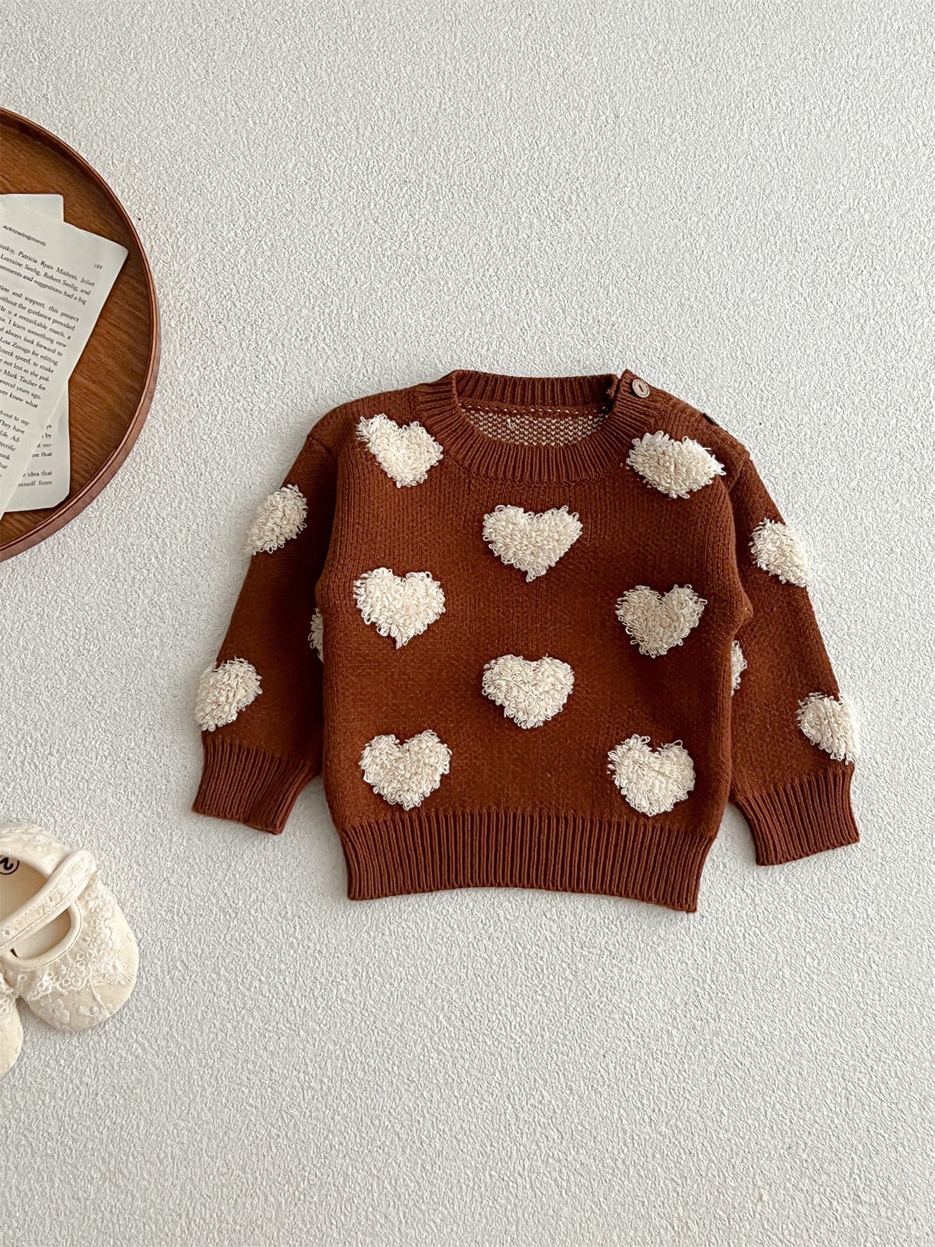 Baby Girl Sweet Heart Two Kinds Long Sleeve Pullover Fashion Sweater-2