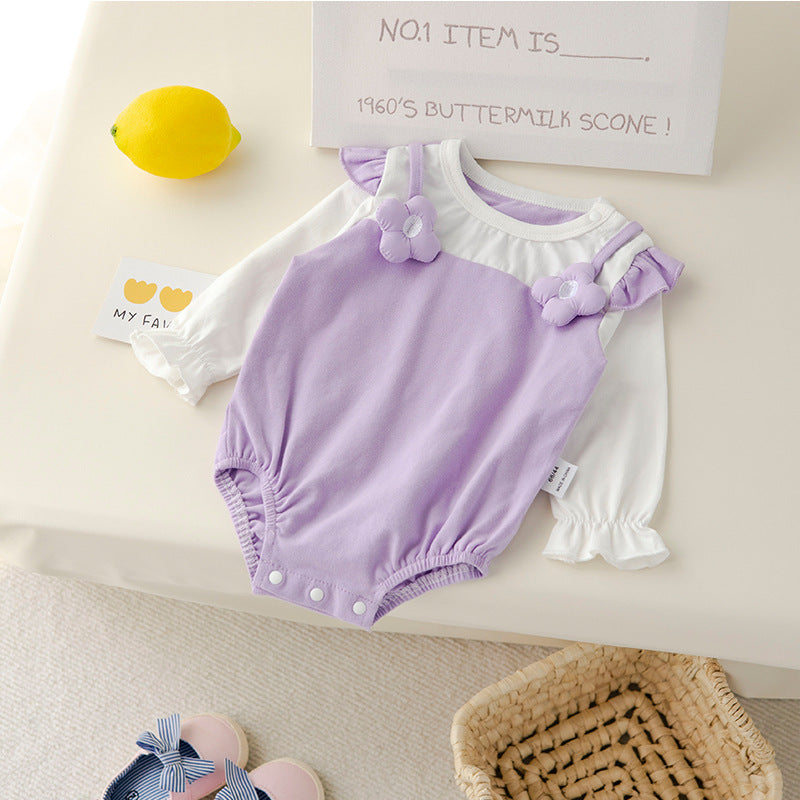 Baby Girl Fruit Patched Design Sweet Princess Bodysuit Onesies-4
